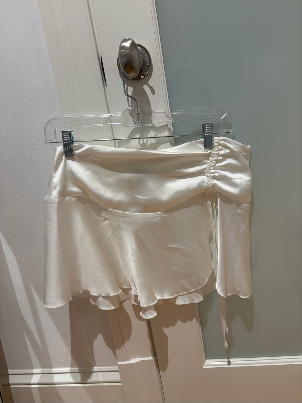 Princess Polly Cream Satin Mini Skirt